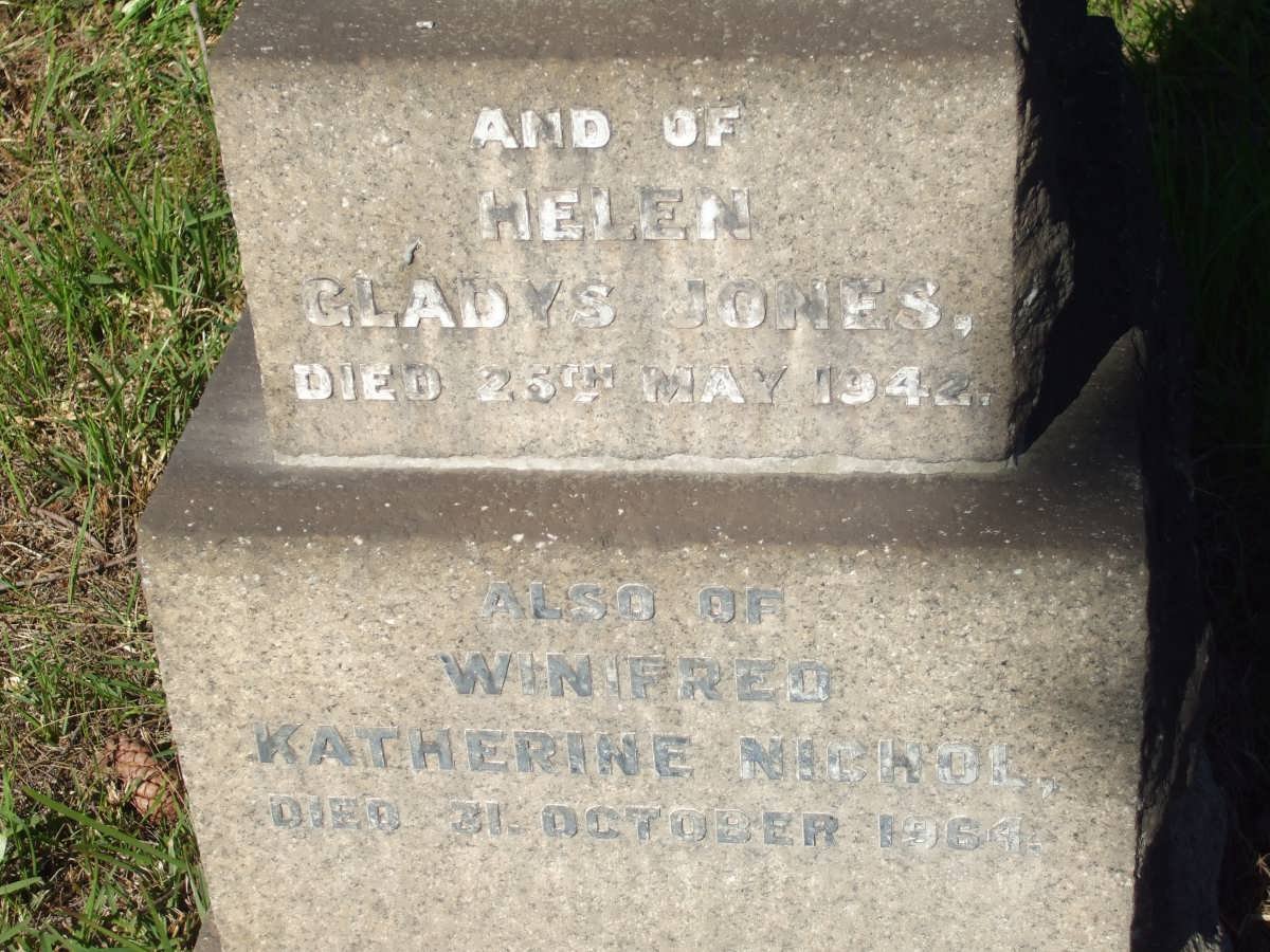 JONES Helen Gladys -1942 :: NICHOL Winifred Kathleen -1964