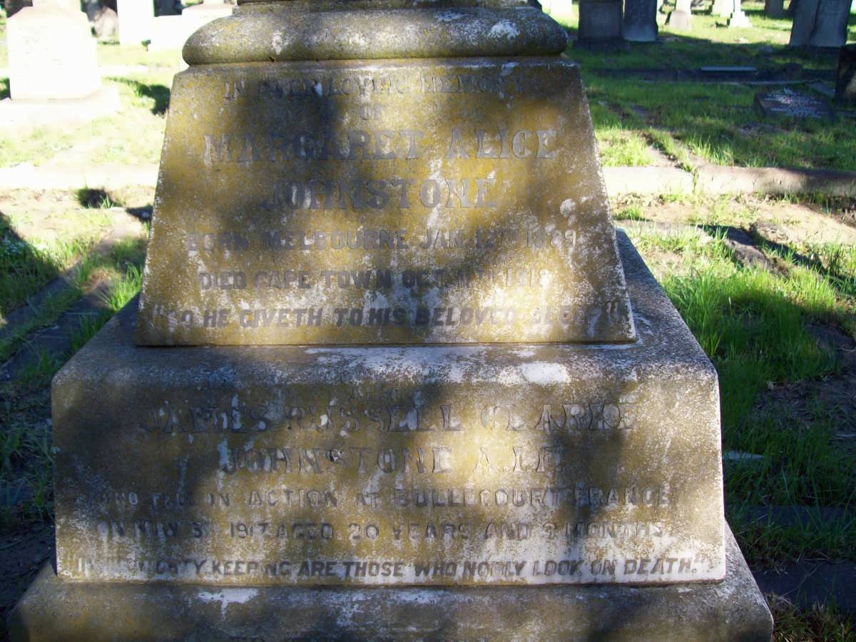 JOHNSTONE Margaret Alice 1889-1919 :: JOHNSTONE Charles Russell Clark -1917
