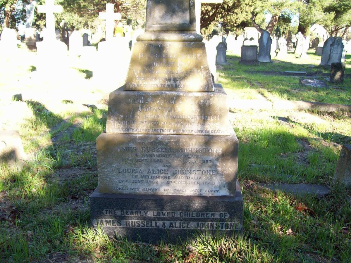 JOHNSTONE James Russell 1865-1927 &amp; Louisa Alice 1866-1943