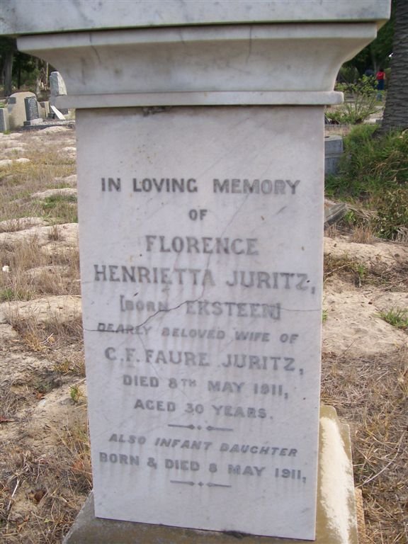 JURITZ Florence Henrietta nee EKSTEEN -1911 :: JURITZ Infant daughter 1911-1911