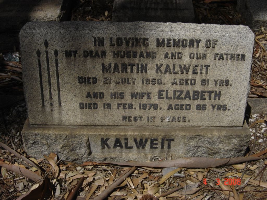 KALWEIT Martin -1950 &amp; Elizabeth -1978