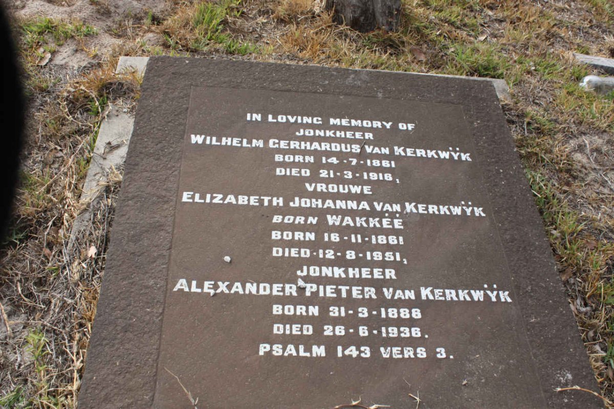 KERKWYK Wilhelm Gerhardus, van 1861-1916 &amp; Elizabeth Johanna WAKKEE 1861-1951 :: VAN KERKWYK Alexander Pieter 1888-1936