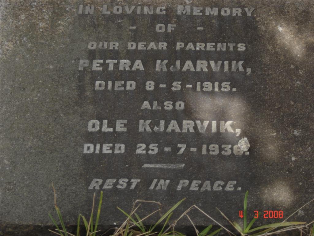 KJARVIK Ole -193? &amp; Petra -1915