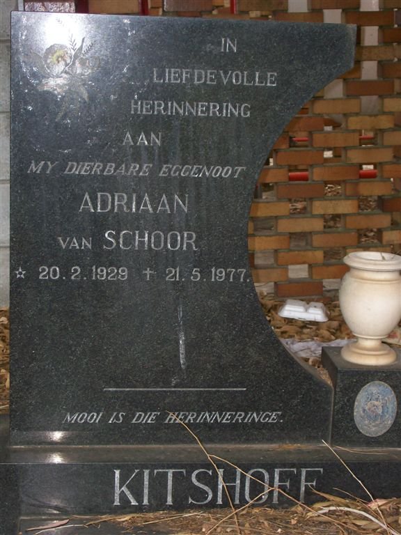 KITSHOFF Adriaan van Schoor 1929-1977
