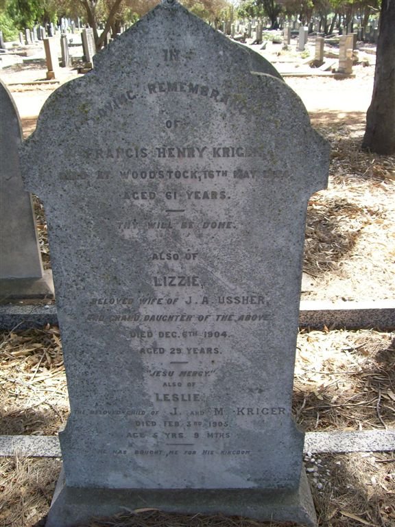 KRIGER Francis Henry -18?? :: USSHER Lizzie  -1904 :: KRIGER Leslie  -1905