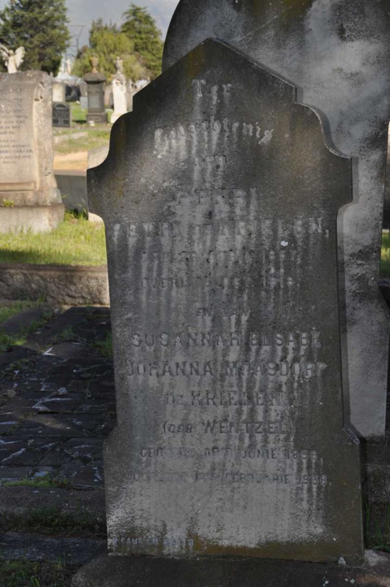 KRIELEN Henri Petri, de 1857-1918 &amp; Susannah Elsabe Johanna Maasdorp WENTZEL 1858-1938