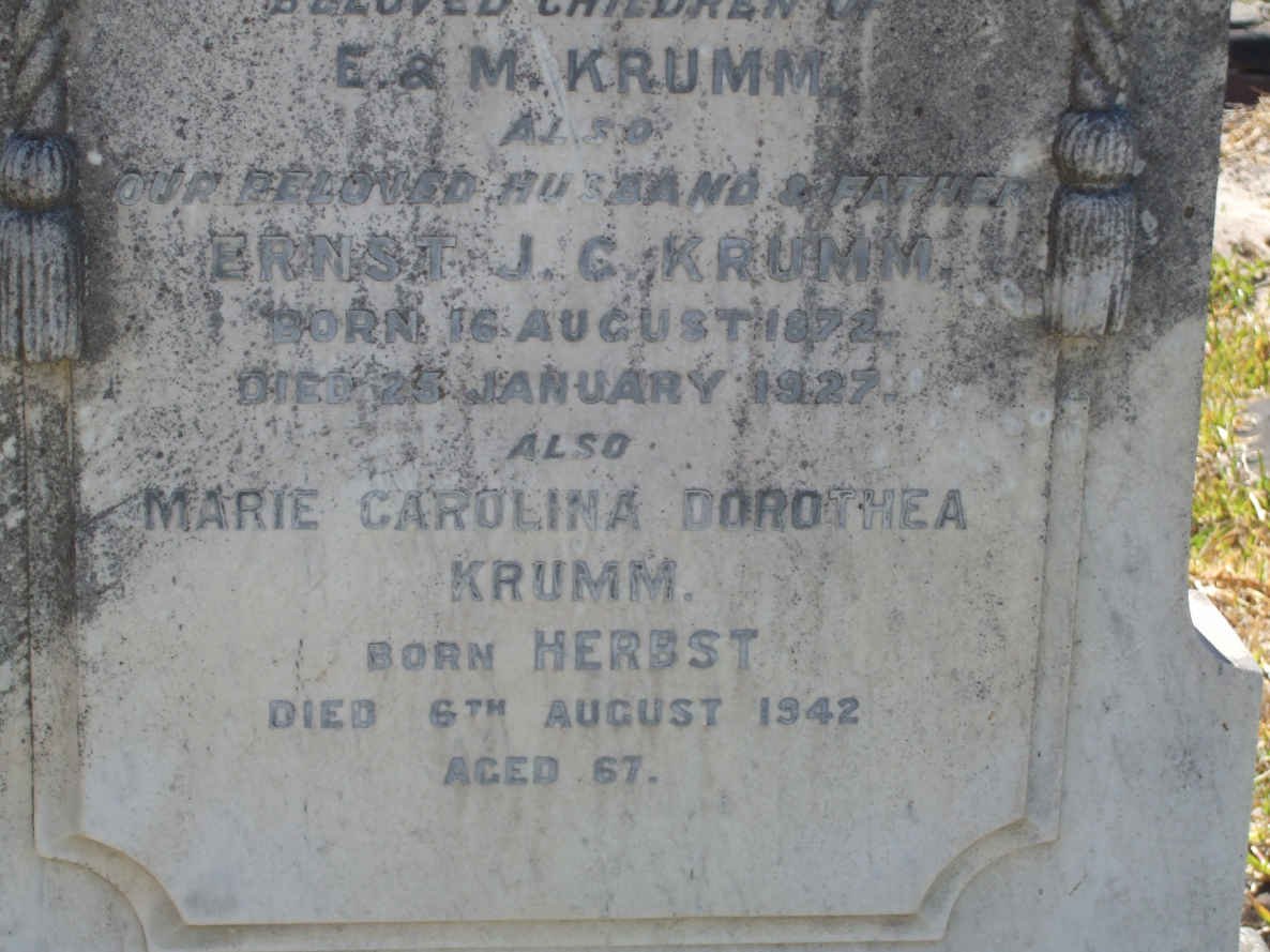 KRUMM Marie Carolina Dorothea nee HERBST -1942