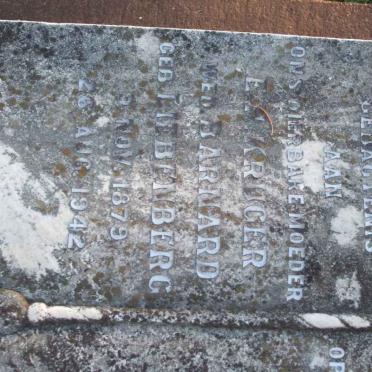 KRUGER E.H. widow BARNARD nee LIEBENBERG 1879-1942