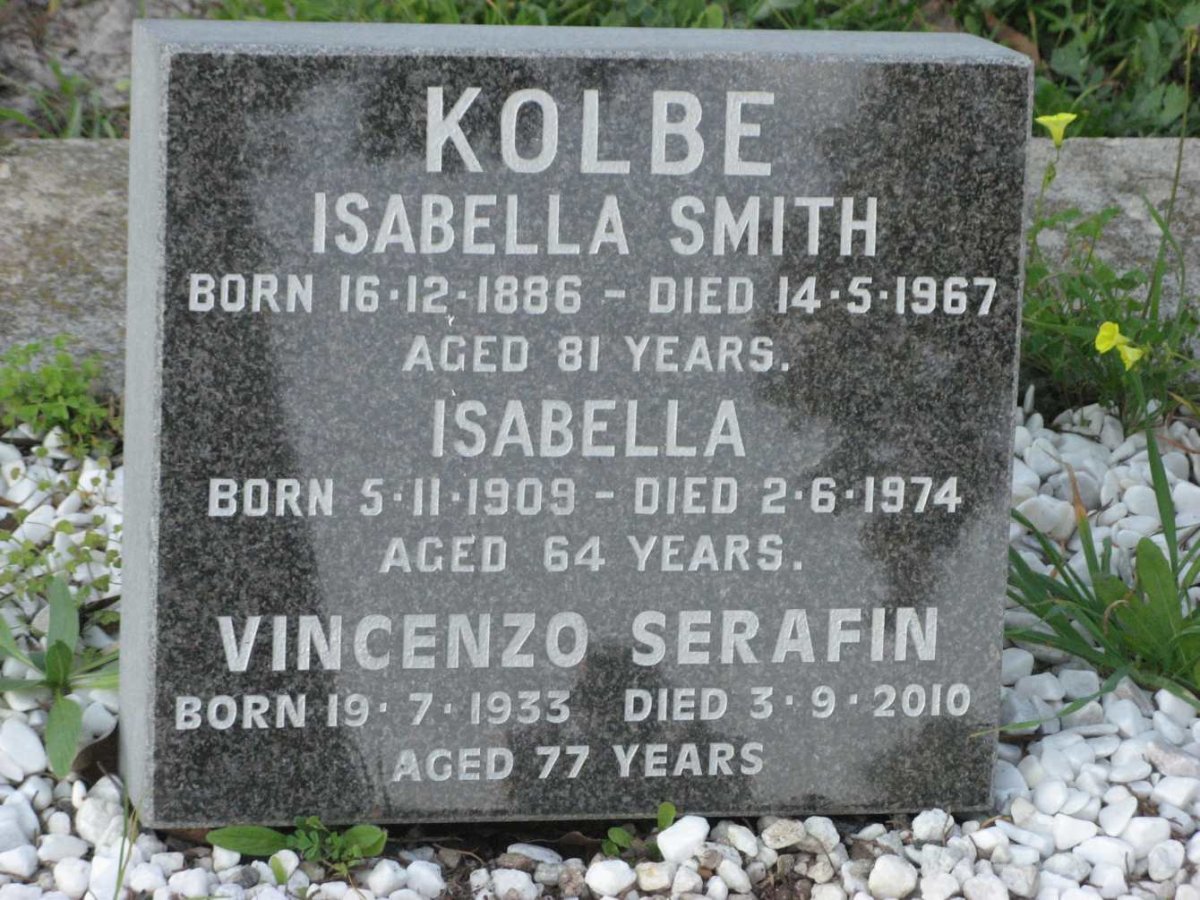 KOLBE Isabella Smith 1886-1967 :: KOLBE Isabella 1909-1974 :: KOLBE Vincenzo Serafin 1933-2010