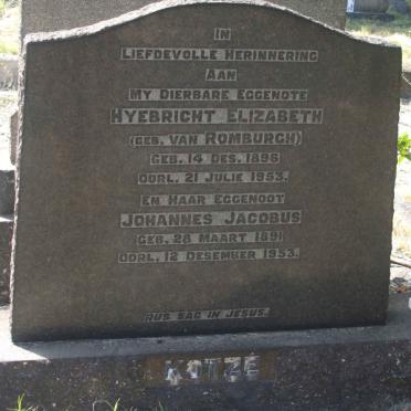 KOTZE Johannes Jacobus 1891-1953 &amp; Hyebricht Elizabeth VAN ROMBURCH 1896-1953