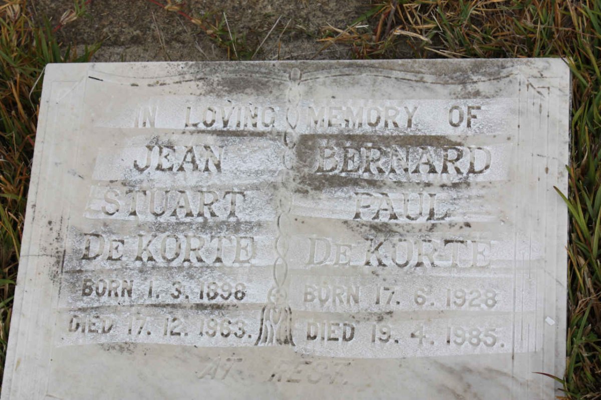 KORTE Jean Stuart, de 1898-1963 :: DE KORTE Bernard Paul 1928-1985