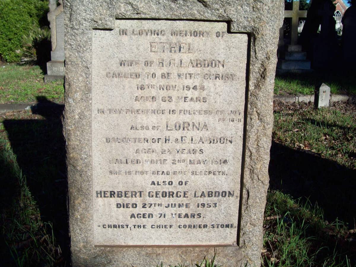LABBON Herbert George -1953 &amp; Ethel -1944 :: LABBON Lorna -1914