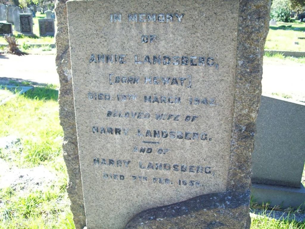 LANDSBERG Harry -1954 &amp; Annie NEWAT -1942