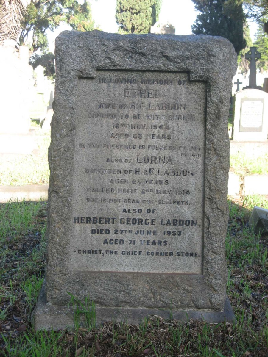 LABDON Herbert George -1953 &amp; Ethel -1944 :: LABDON Lorna -1914