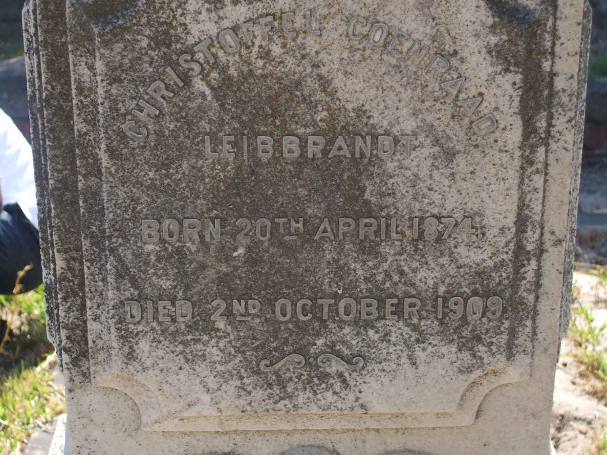 LEIBBRANDT Christoff  Coenraad 1874-1909