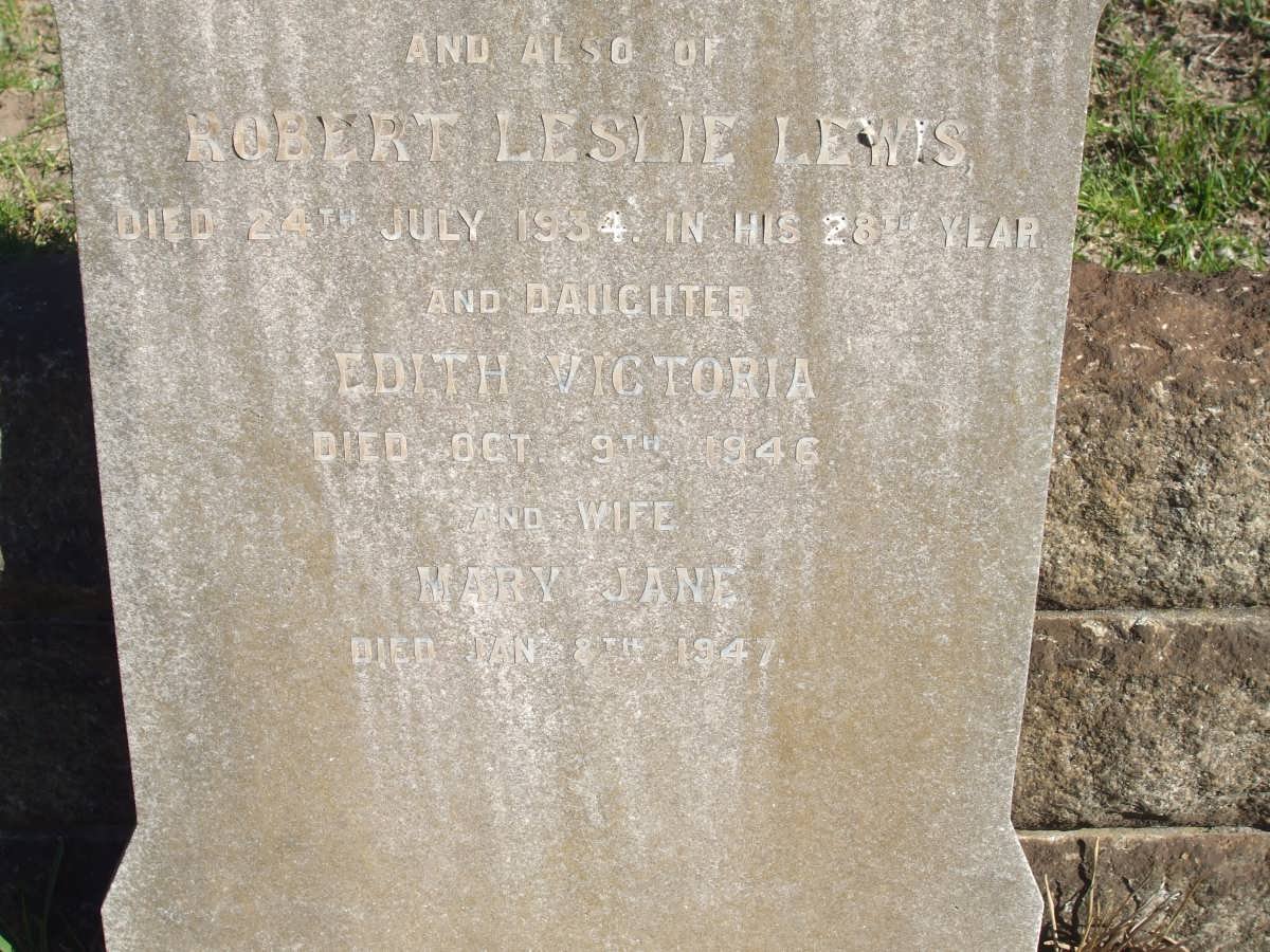 LEWIS James -1923 &amp; Mary Jane -1947 :: LEWIS Robert Leslie -1934 :: LEWIS Edith Victoria -1946