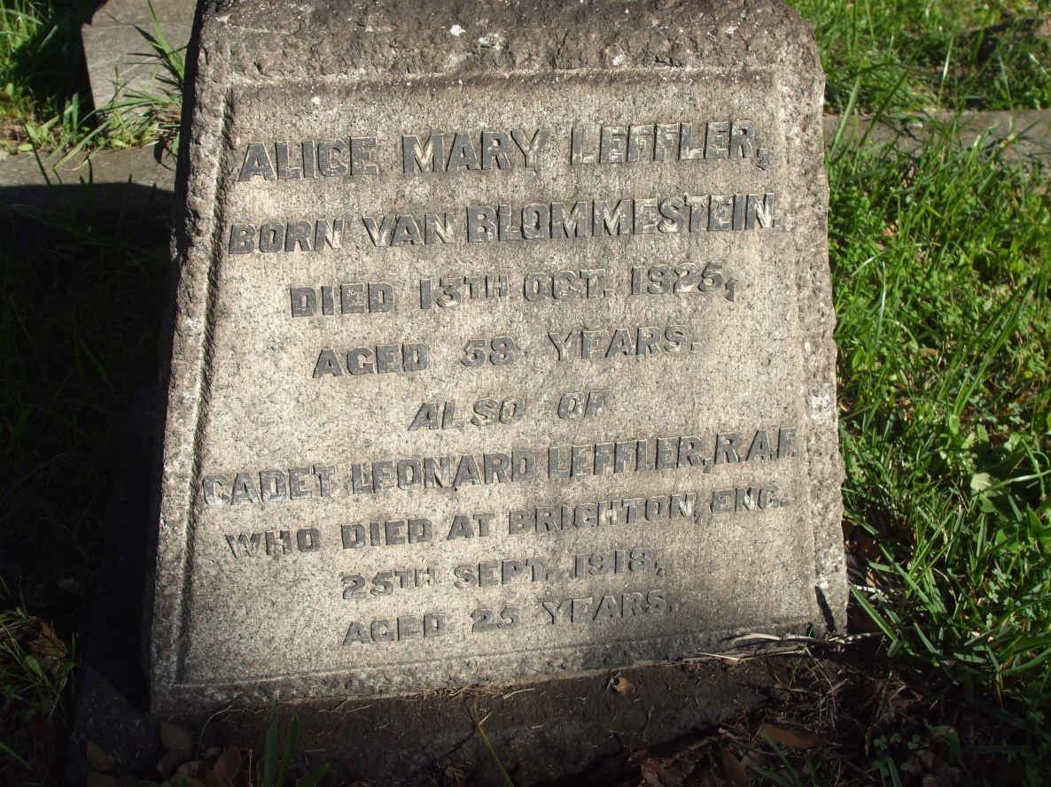 LEFFLER Alice Mary nee Van BLOMMESTEIN -1925 :: LEFFLER Leonard -1918 