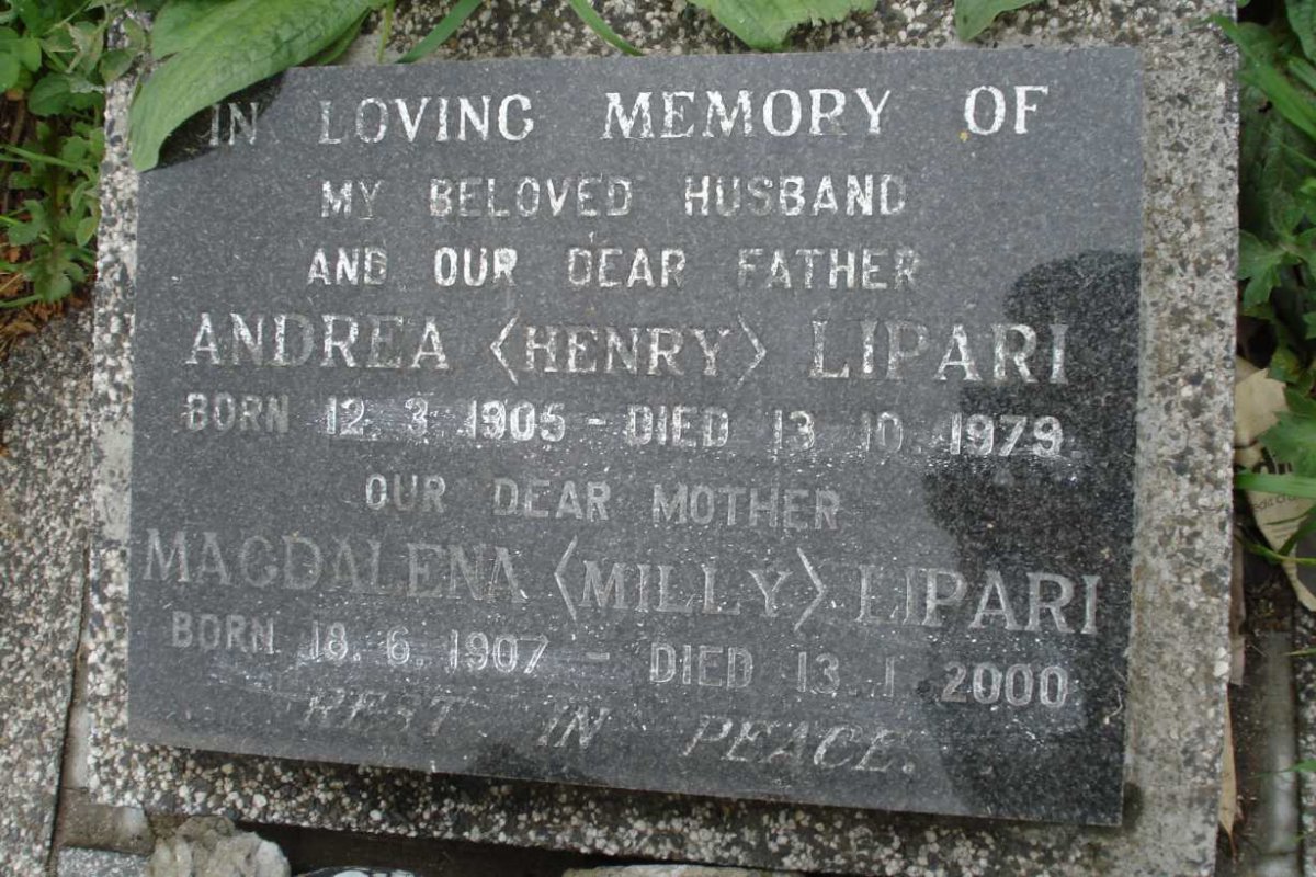 LIPARI Andrea 1905-1979 &amp; Magdalena 1907-2000
