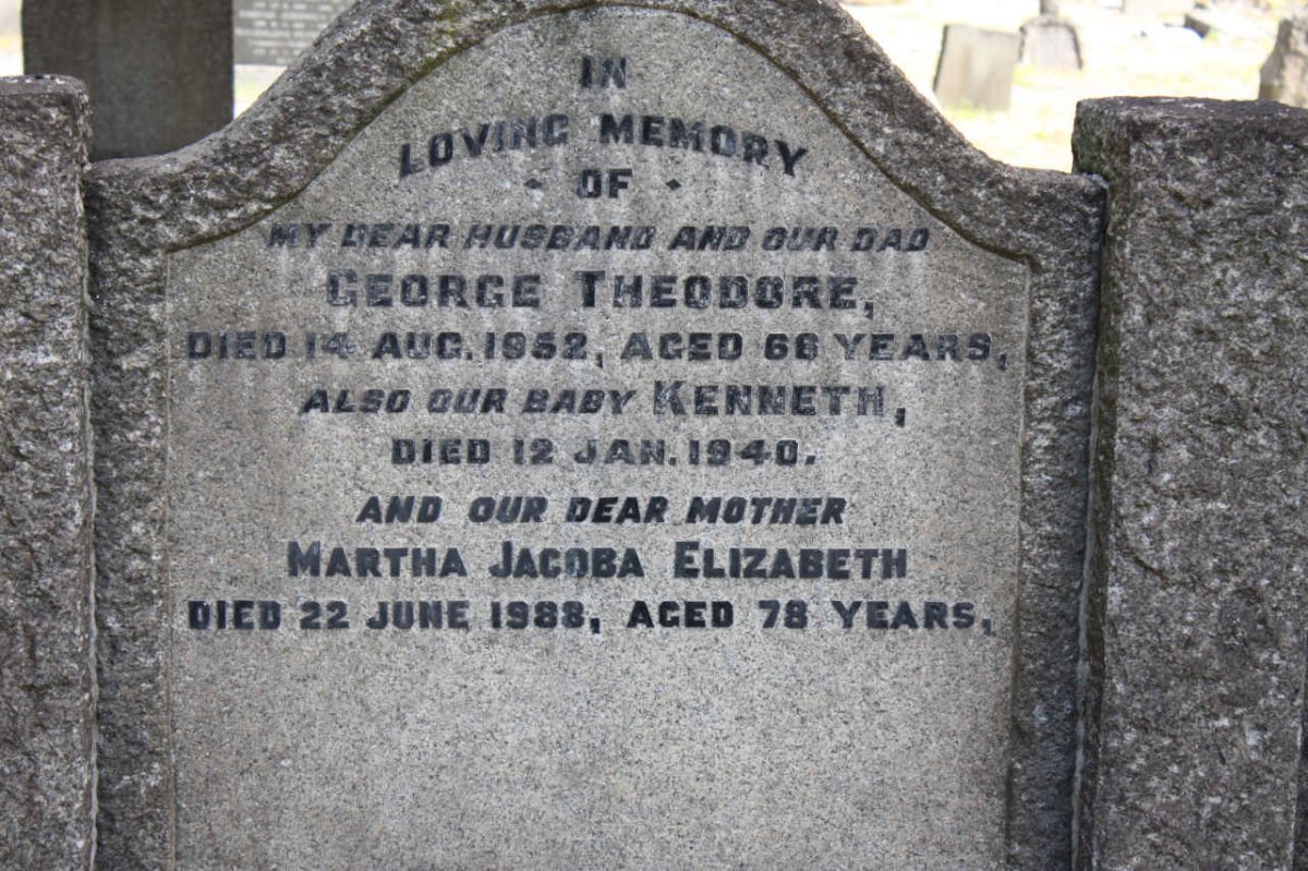 LOTZ George Theodore -1952 &amp; Martha Jacoba Elizabeth -1988 ::  LOTZ Kenneth -1940