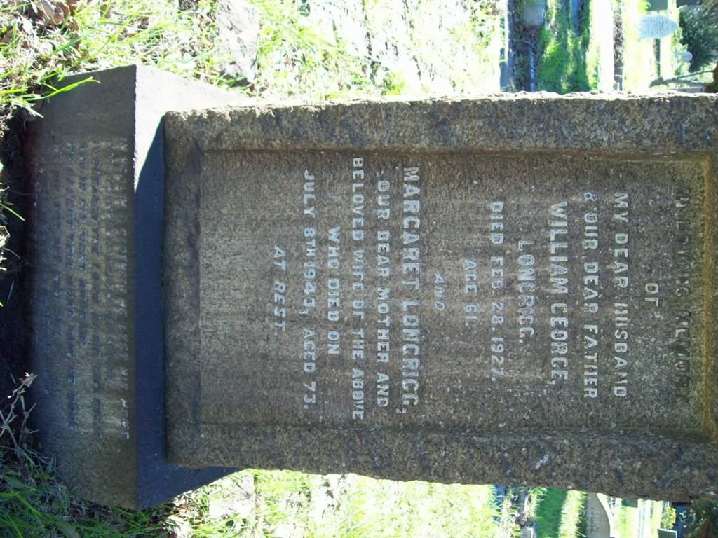 LONGRIGG William George -1927 &amp; Margaret -1943