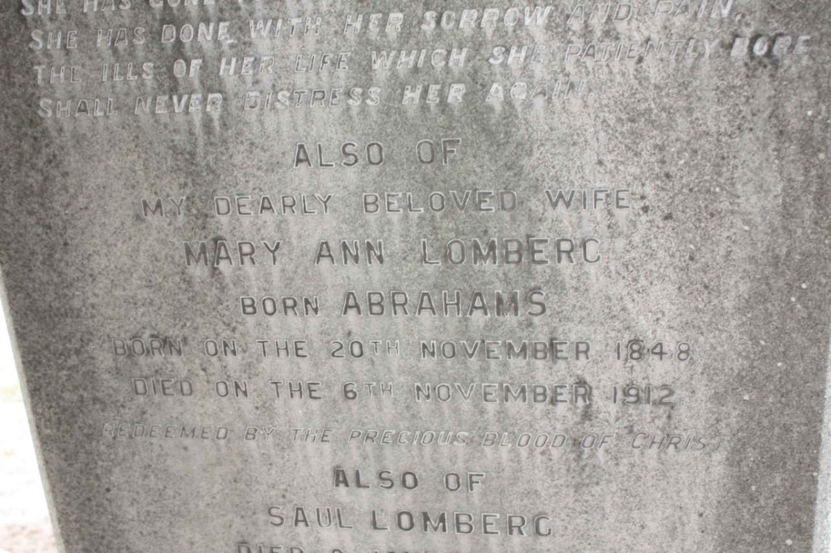 LOMBERG Mary Ann nee ABRAHAMS 1848-1912