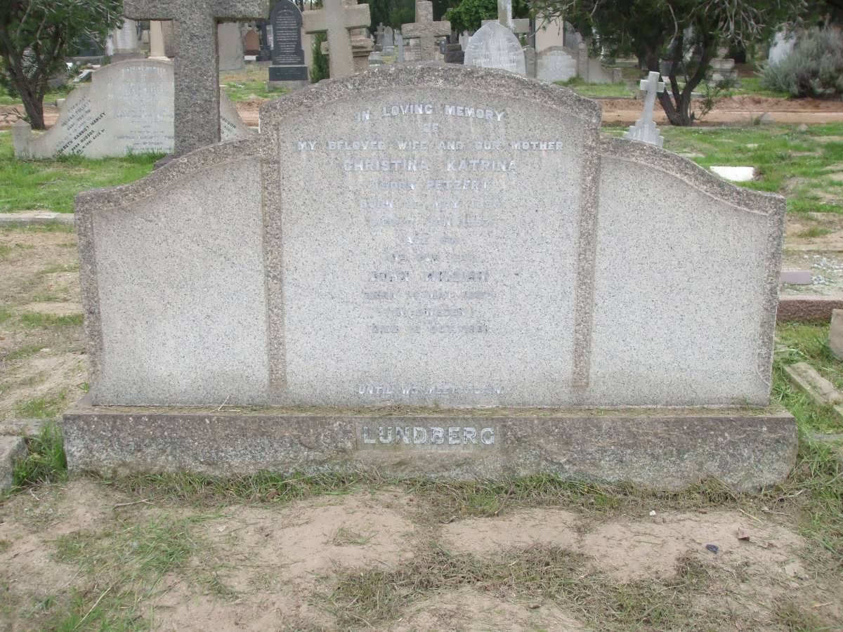 LUNDBERG John William 1895-1961 &amp; Christina Katrina PETZER 1896-1957