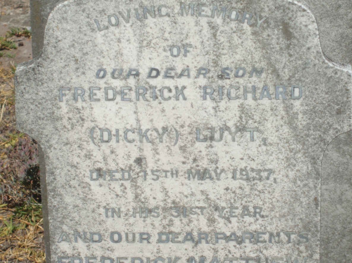 LUYT Frederick Richard -1937