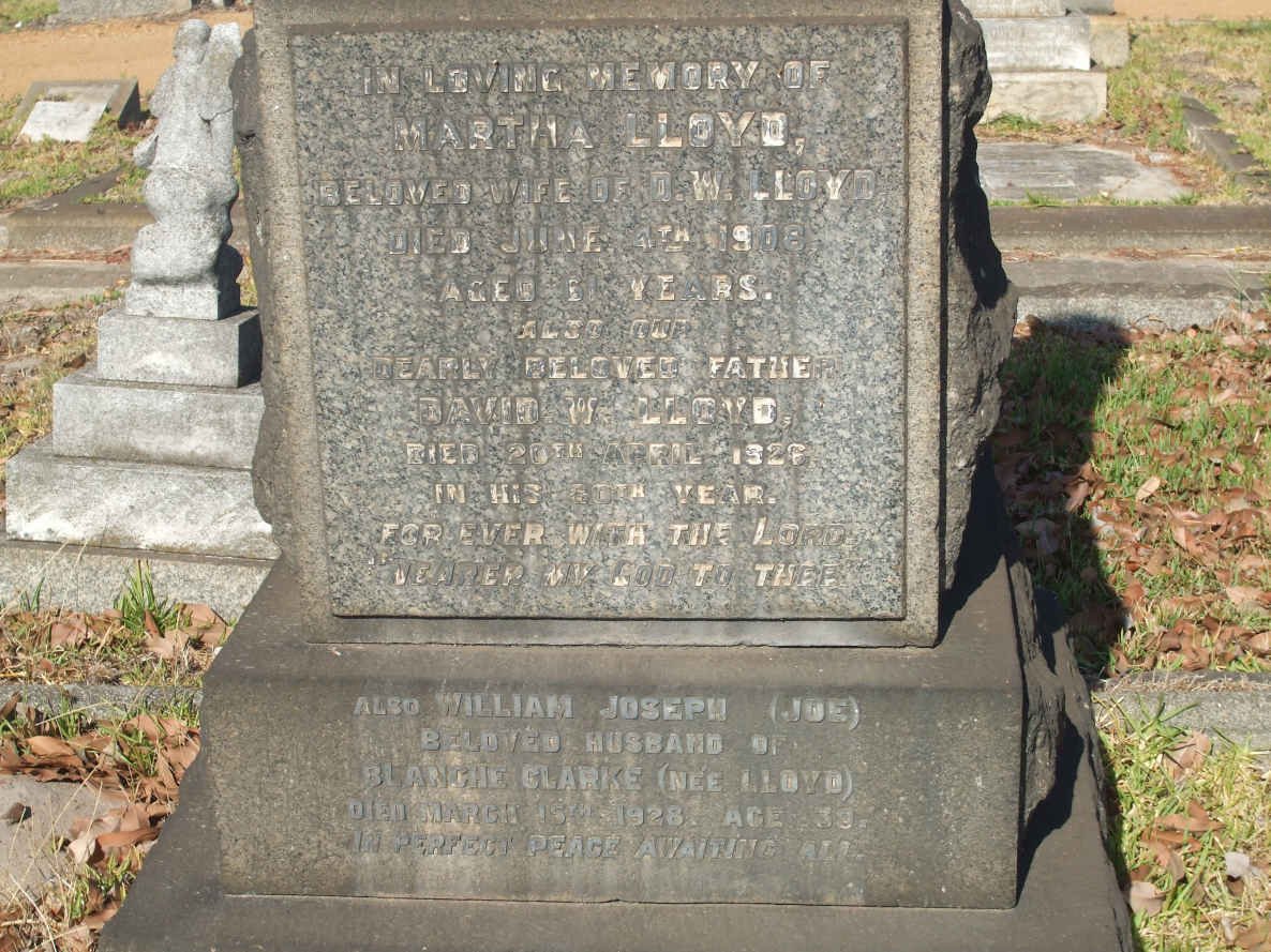 LLOYD David W. -1926 &amp; Martha -1908 :: CLARKE William Joseph - 1928