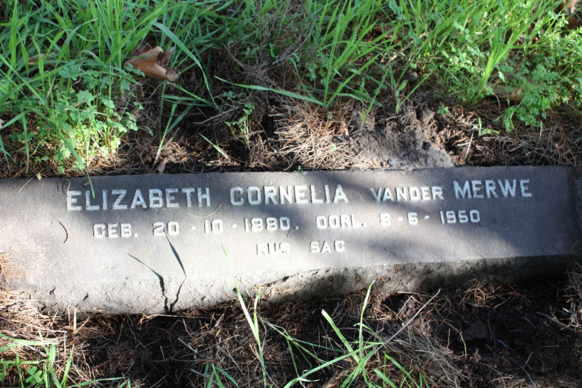 MERWE Elizabeth Cornelia, van der 1880-1950