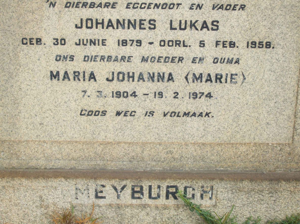 MEYBURGH Johannes Lukas 1879-1958 &amp; Maria Johanna 1904-1974
