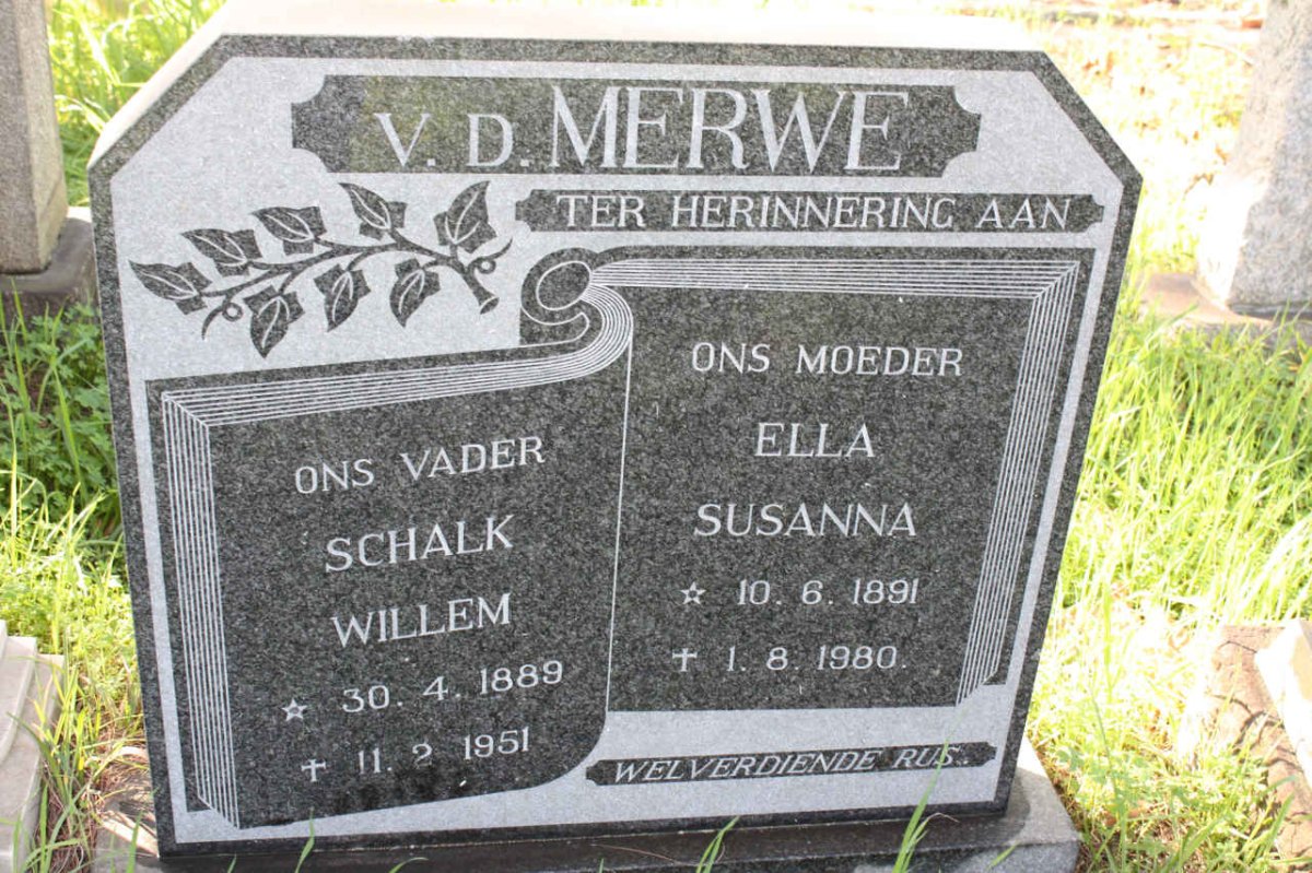 MERWE Schalk Willem, v.d. 1889-1951 &amp; Ella Susanna 1891-1980