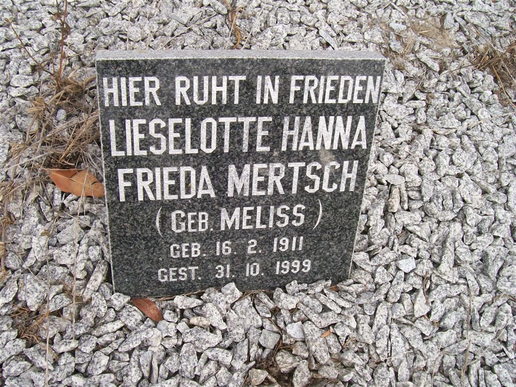 MERTSCH Lieselotte Hanna Frieda nee MELISS 1911-1999