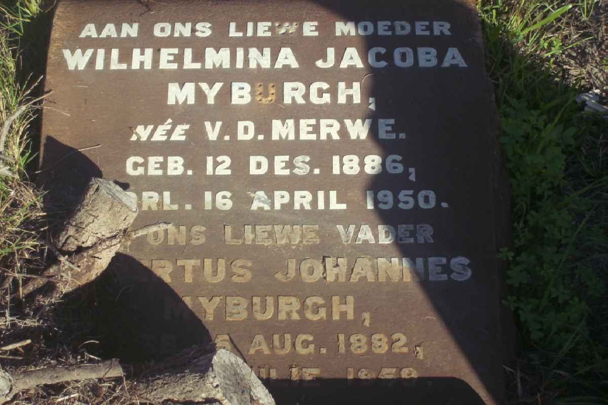 MYBURGH Petrus Johannes 1882-1959 &amp; Wilhelmina Jacoba VAN DER MERWE 1886-1950
