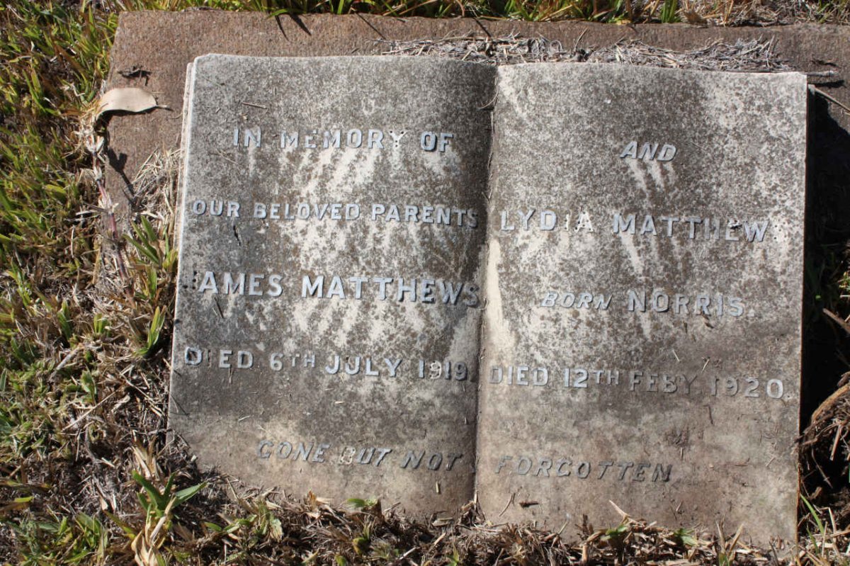 MATTHEWS James -1919 &amp; Lydia NORRIS -1920
