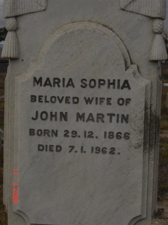 MARTIN Maria Sophia 1866-1962