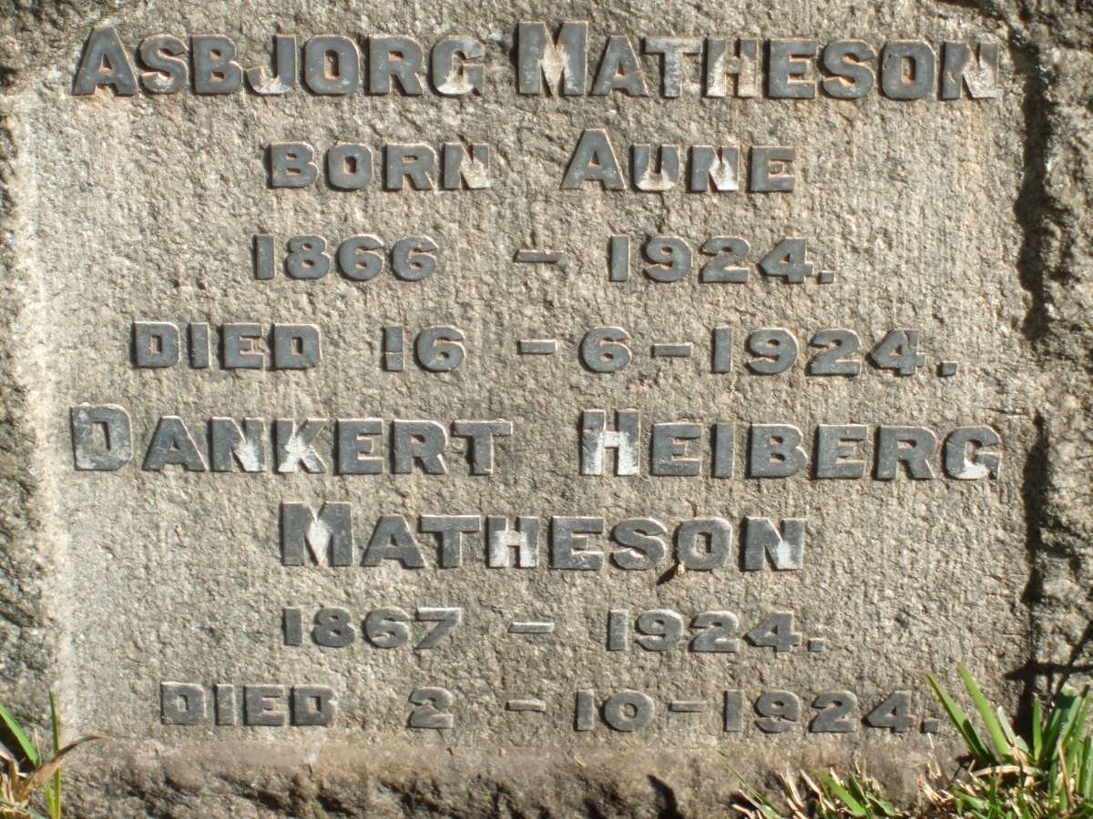 MATHESON Dankert Heiberg 1867-1924 &amp; Asbjorg AUNE 1866-1924