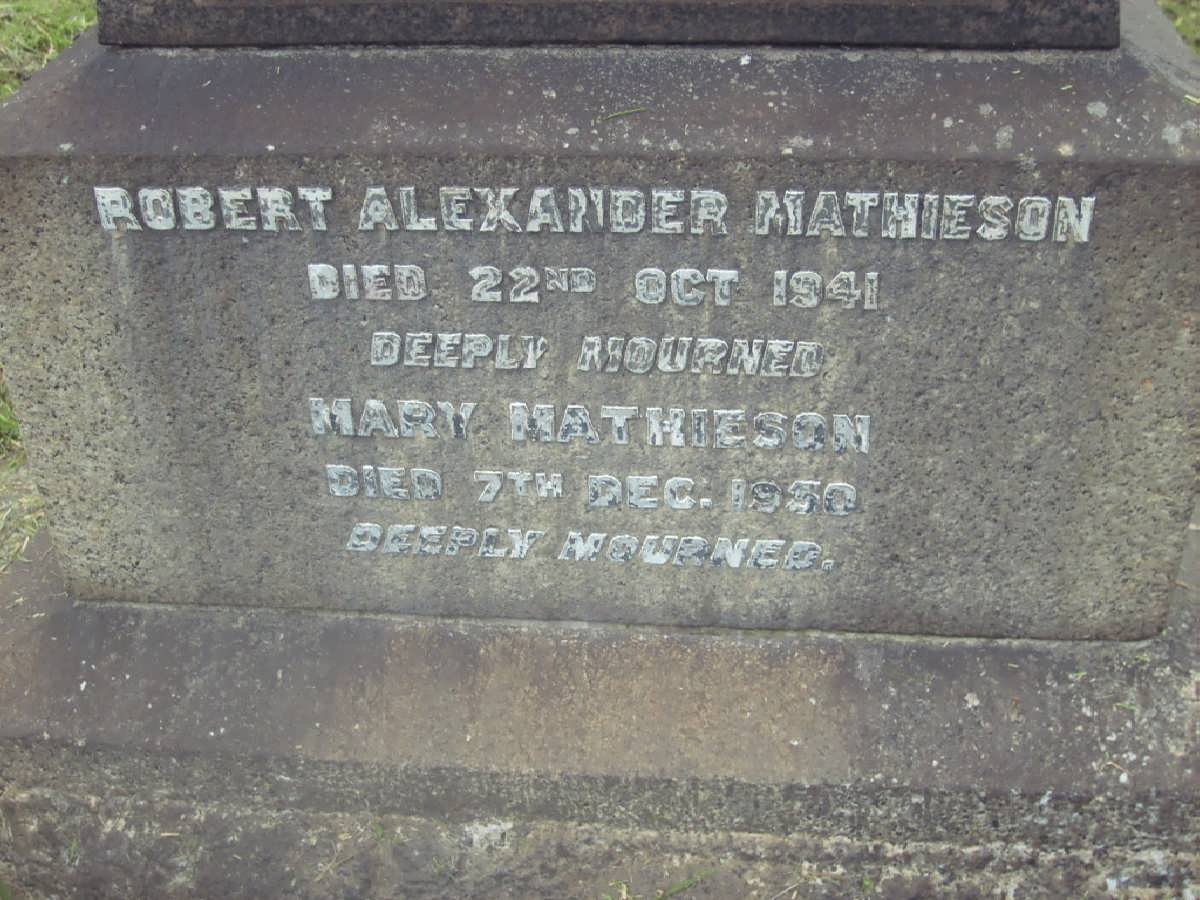 MATHIESON Robert Alexander -1941 :: MATHIESON  Mary -1950