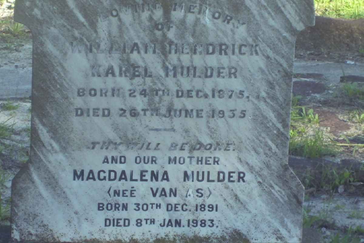 MULDER William Hendrick Karel 1875-1935 &amp; Magdalena VAN AS 1894-1983