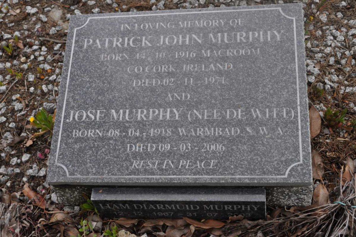 MURPHY Patrick John 1916-1971 &amp; Jose DE WITT 1918-2006 :: MURPHY Liam Diarmuid 19?7-2003