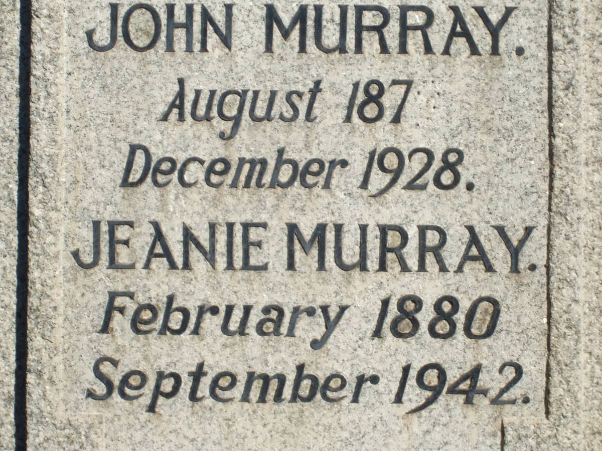 MURRAY John 1879-1928 &amp; Jeanie 1880-1942
