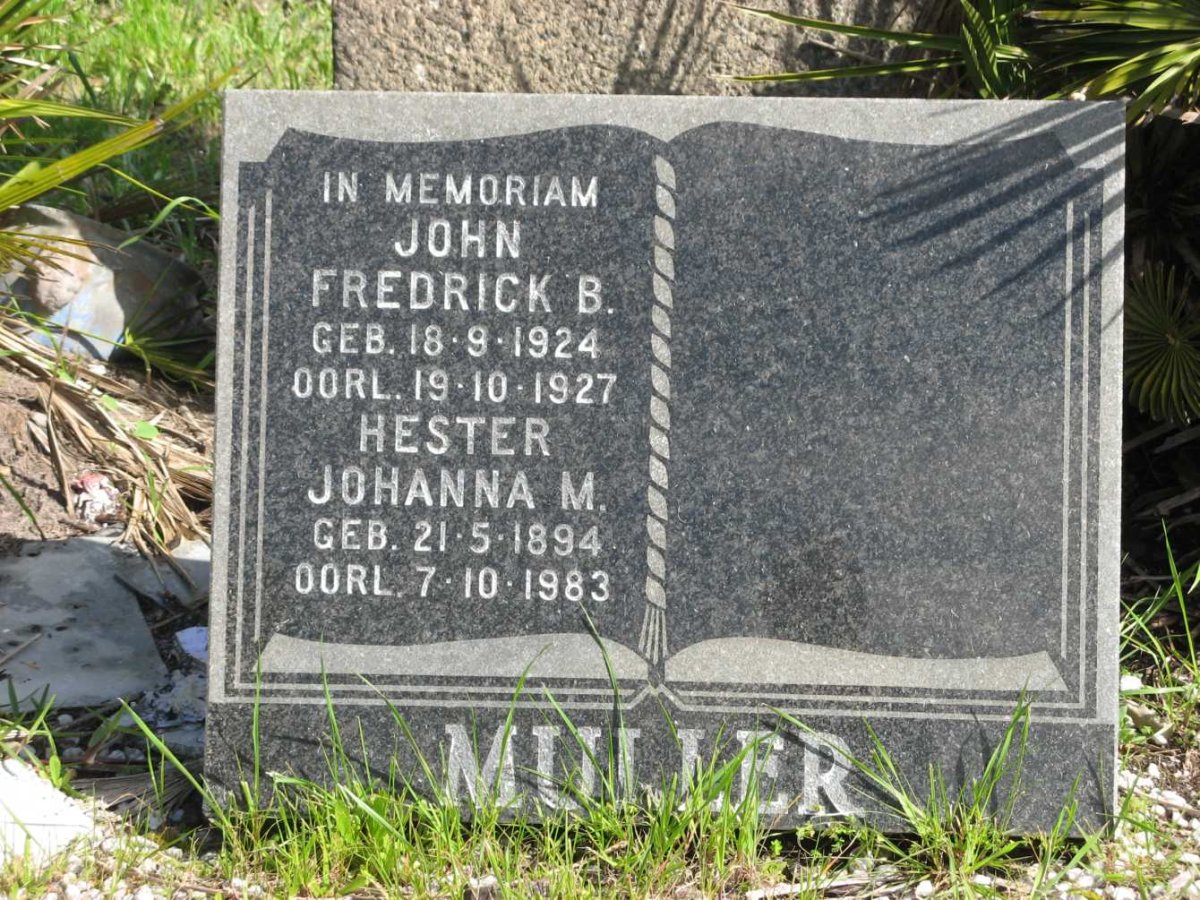 MULLER Hester Johanna M. 1894-1983 :: MULLER John Fredrick B. 1924-1927
