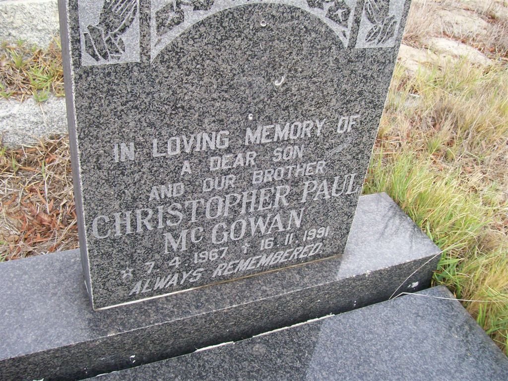 McGOWAN Christopher Paul 1967-1991