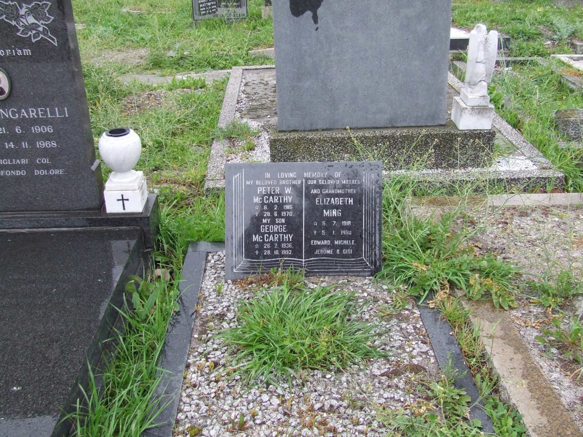 McCARTHY Peter W. 1915-1970 &amp; Elizabeth MING 1918-1998 :: McCARTHY George 1936-1992