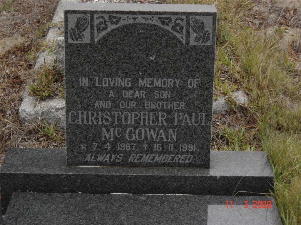McGOWAN Christopher Paul 1967-1991