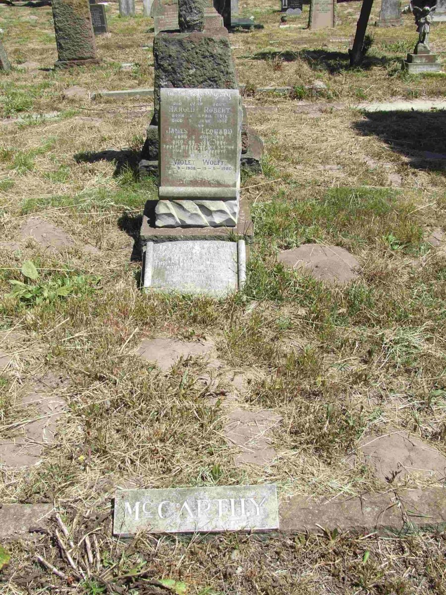 McCARTHY Thomas Leonard 1880-1952 &amp; Esther Pimlott 1882-1956 :: McCARTHY Harold Robert 191?-1918
