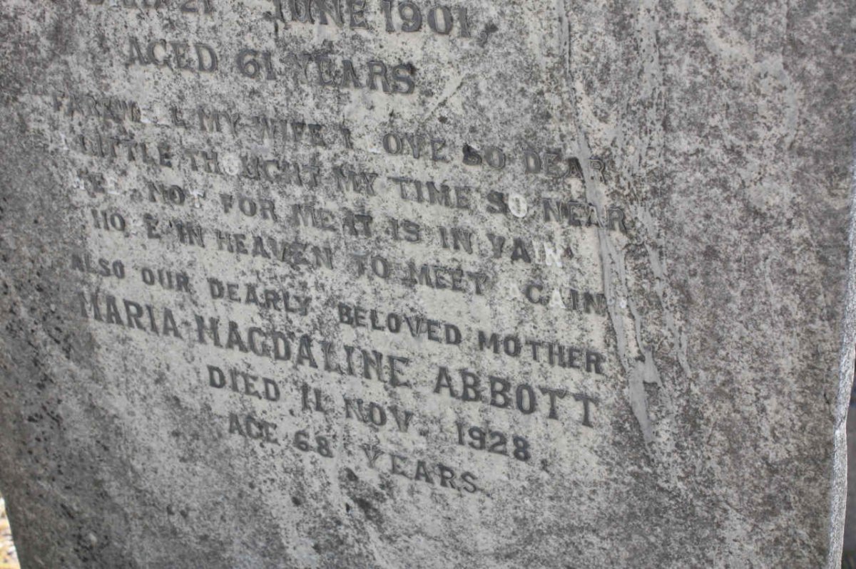 McLACHLEN John Alexander -1901 &amp; Maria Magdaline ABBOTT -1928