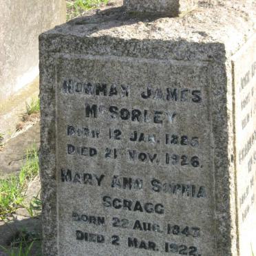 McSORLEY Norman James 1885-1926 :: SCRAGG Mary Ann Sophia 1843-1922