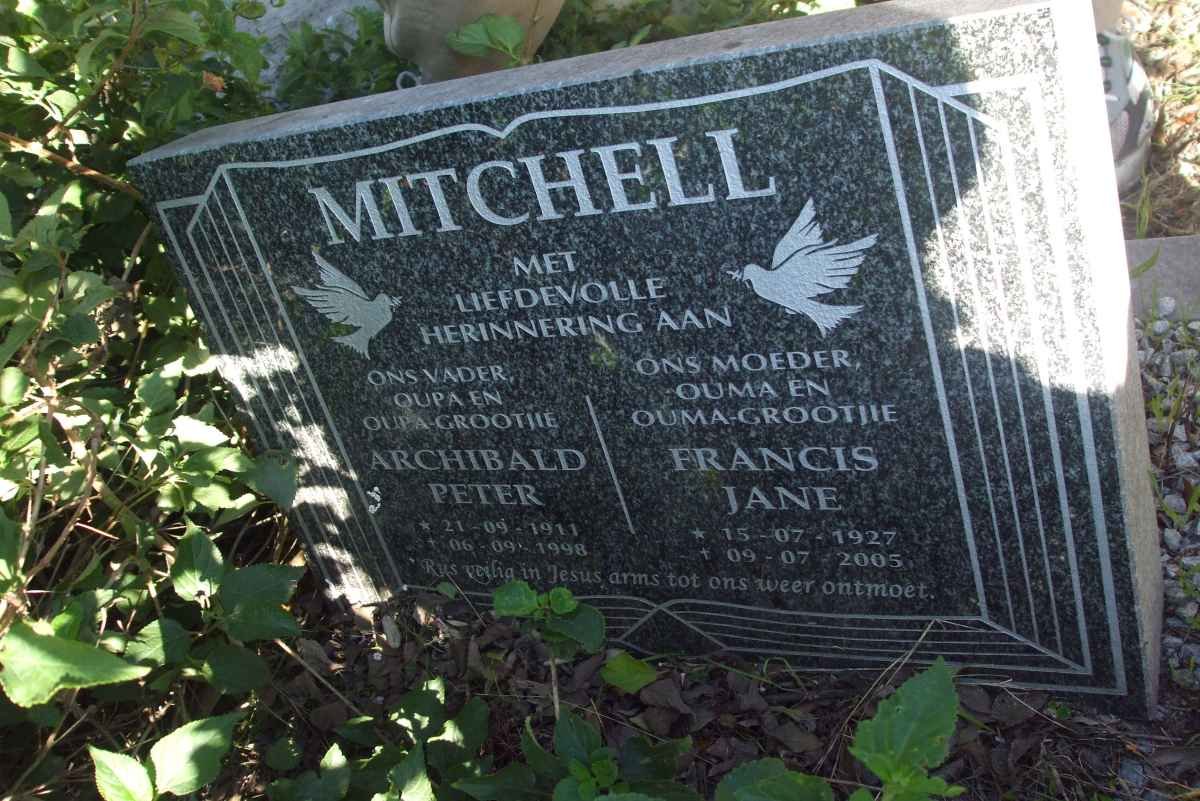 MITCHELL Archibald Peter 1911-1998 &amp; Francis Jane 1927-2005