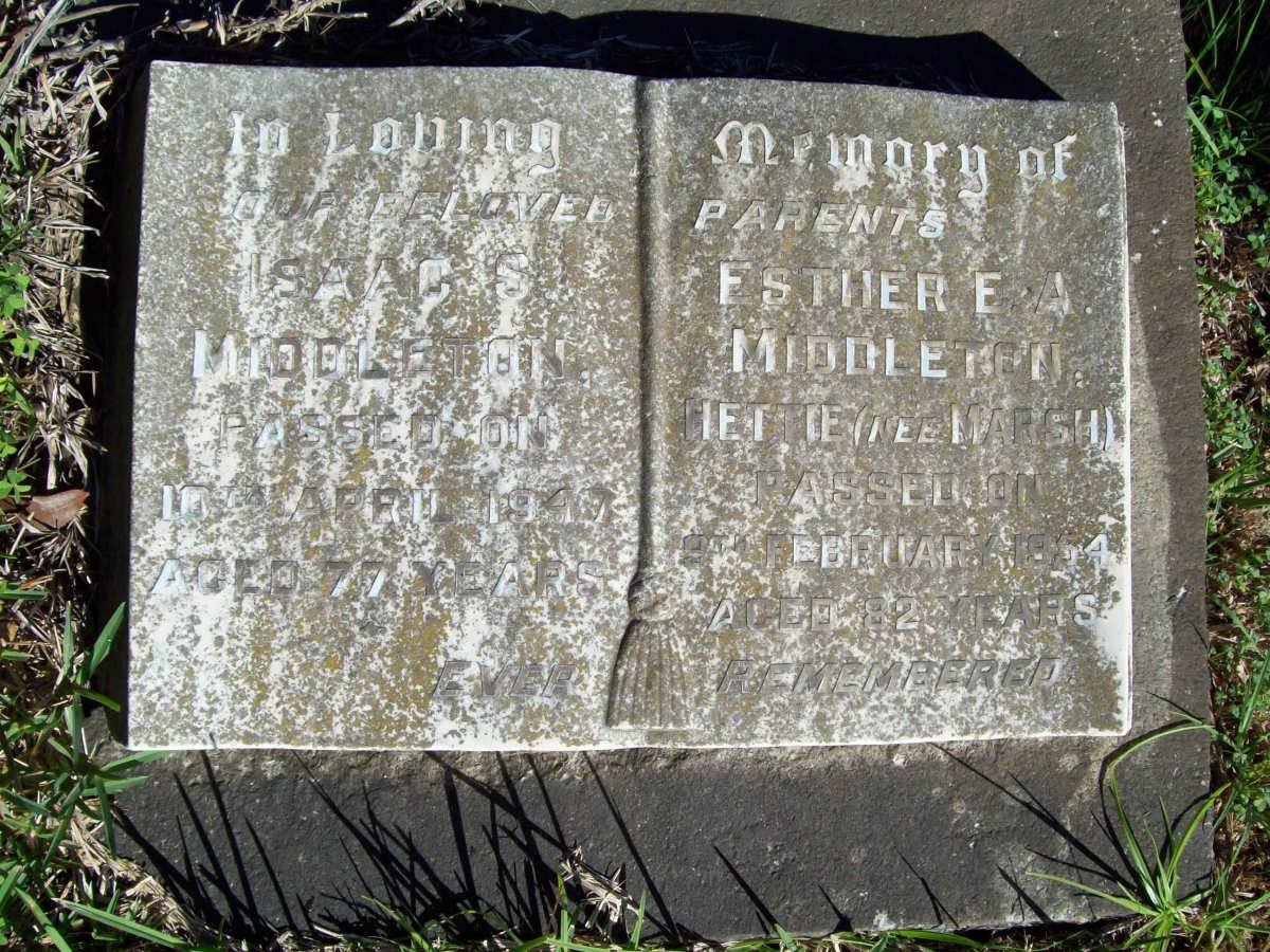 MIDDLETON Isaac S. -1940 &amp; Esther E.A. MARSH -1954