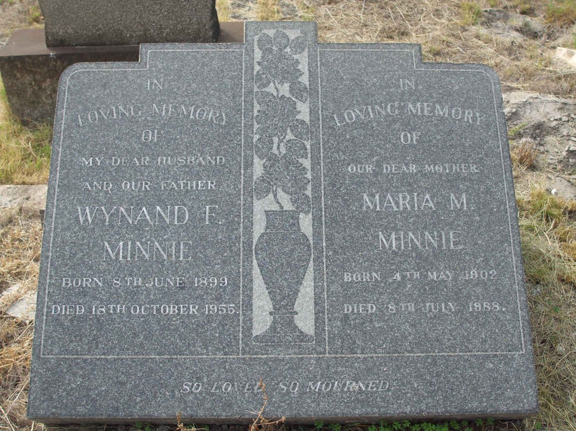 MINNIE Wynand F. 1899-1955 &amp; Maria M. 1902-1988